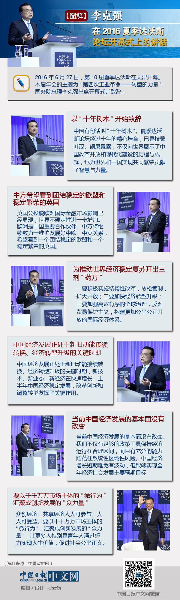 圖解│李克強(qiáng)在2016夏季達(dá)沃斯論壇開(kāi)幕式上的講話
